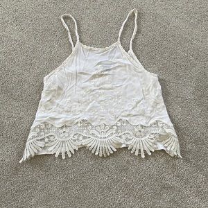 Solemio linen and lace crop top